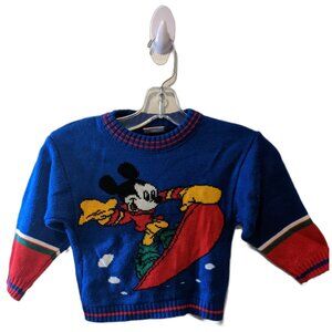Vintage Disney Mickey Mouse Toddler Sweater Knit Pullover 90s Retro Authentic